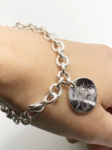 RARE Tiffany & Co. Sterling Silver Notes Charm & Round Link RARE Tiffany & Co. Sterling Silver Notes Charm & Round Link